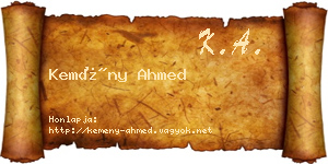 Kemény Ahmed névjegykártya